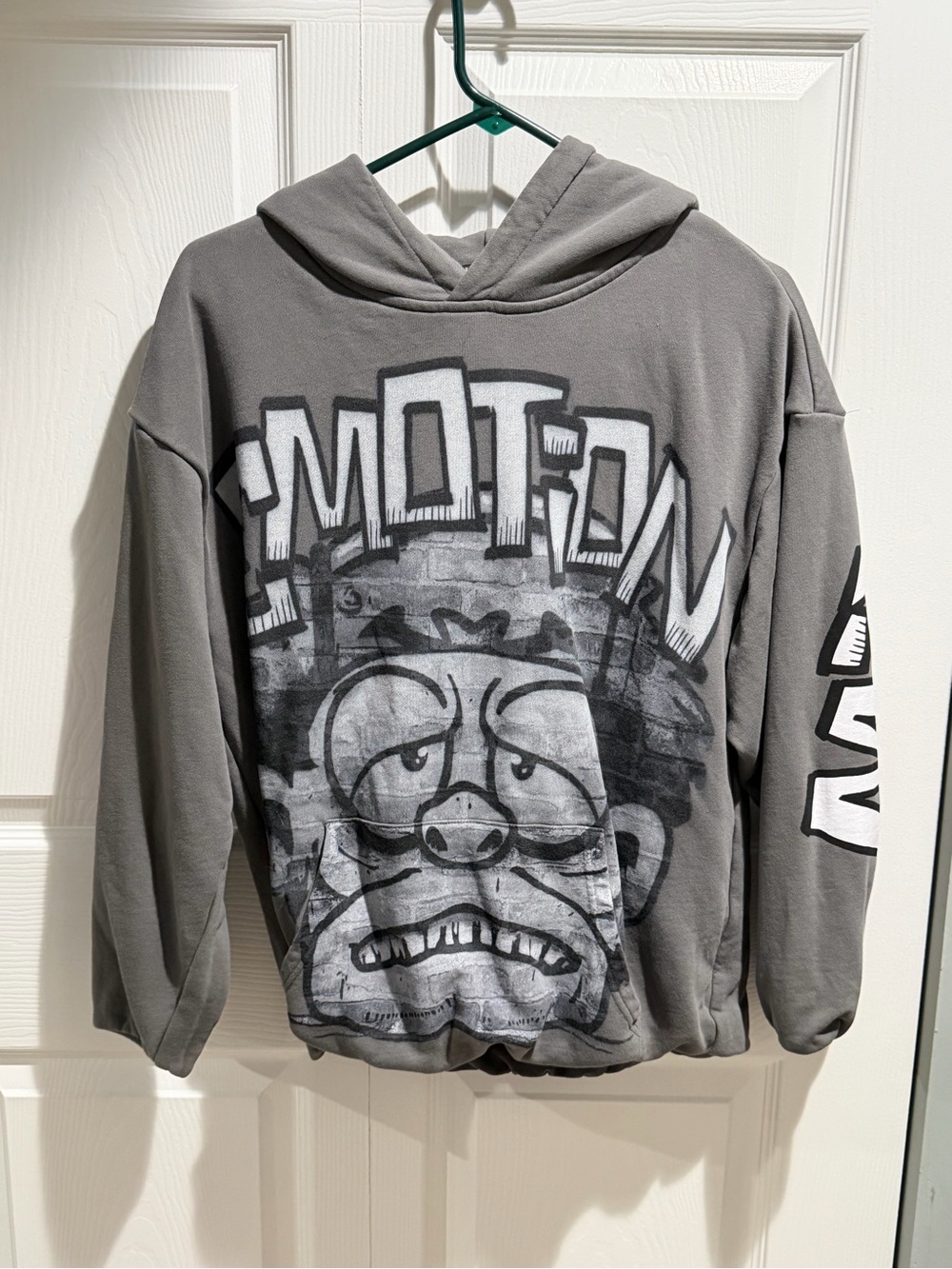 Gray Graphic Monster Hoodie